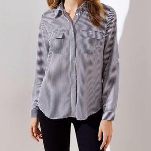 Striped Button Down Utility Blouse
